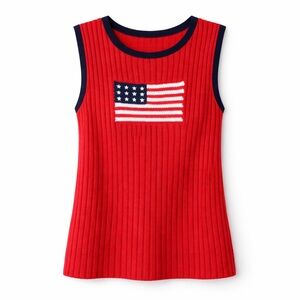 Vintage American Flag Sweater Vest Large USA Patriotic‎ Crew Neck C Colours